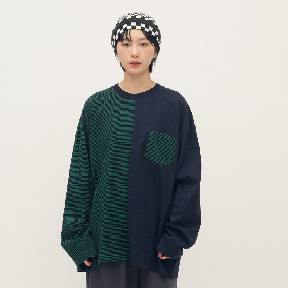 拼接寬版長袖TEE