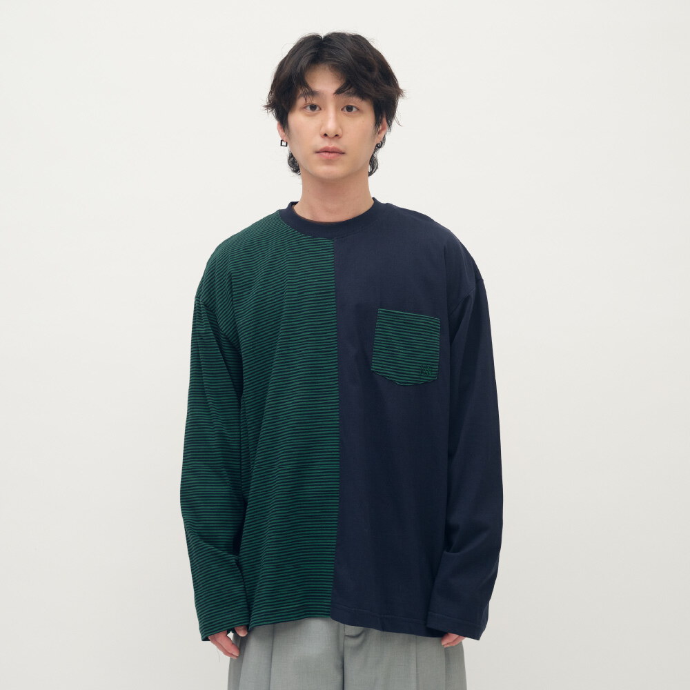 拼接寬版長袖TEE