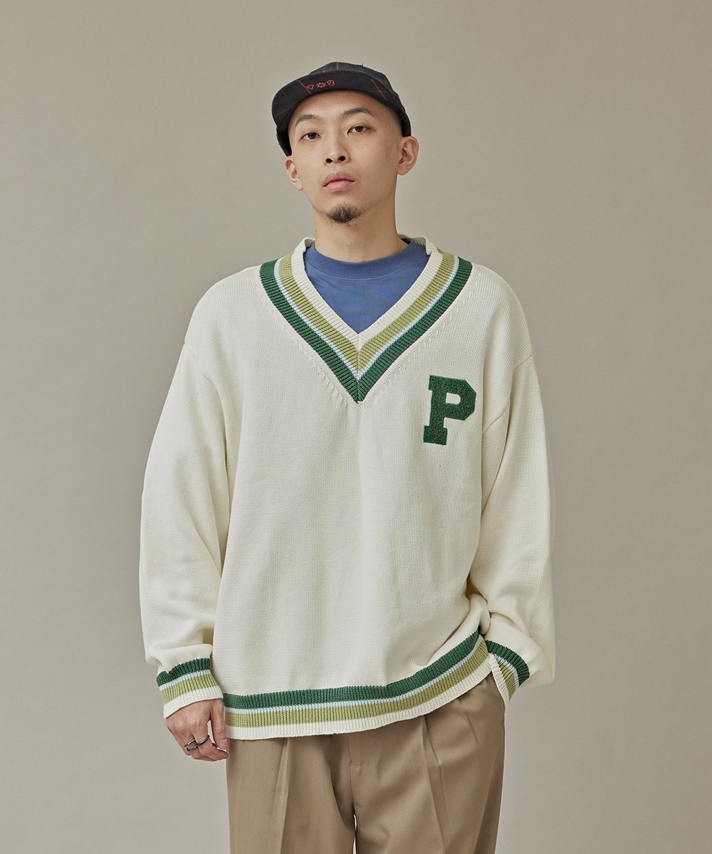 P-LOGO V領針織套頭衫