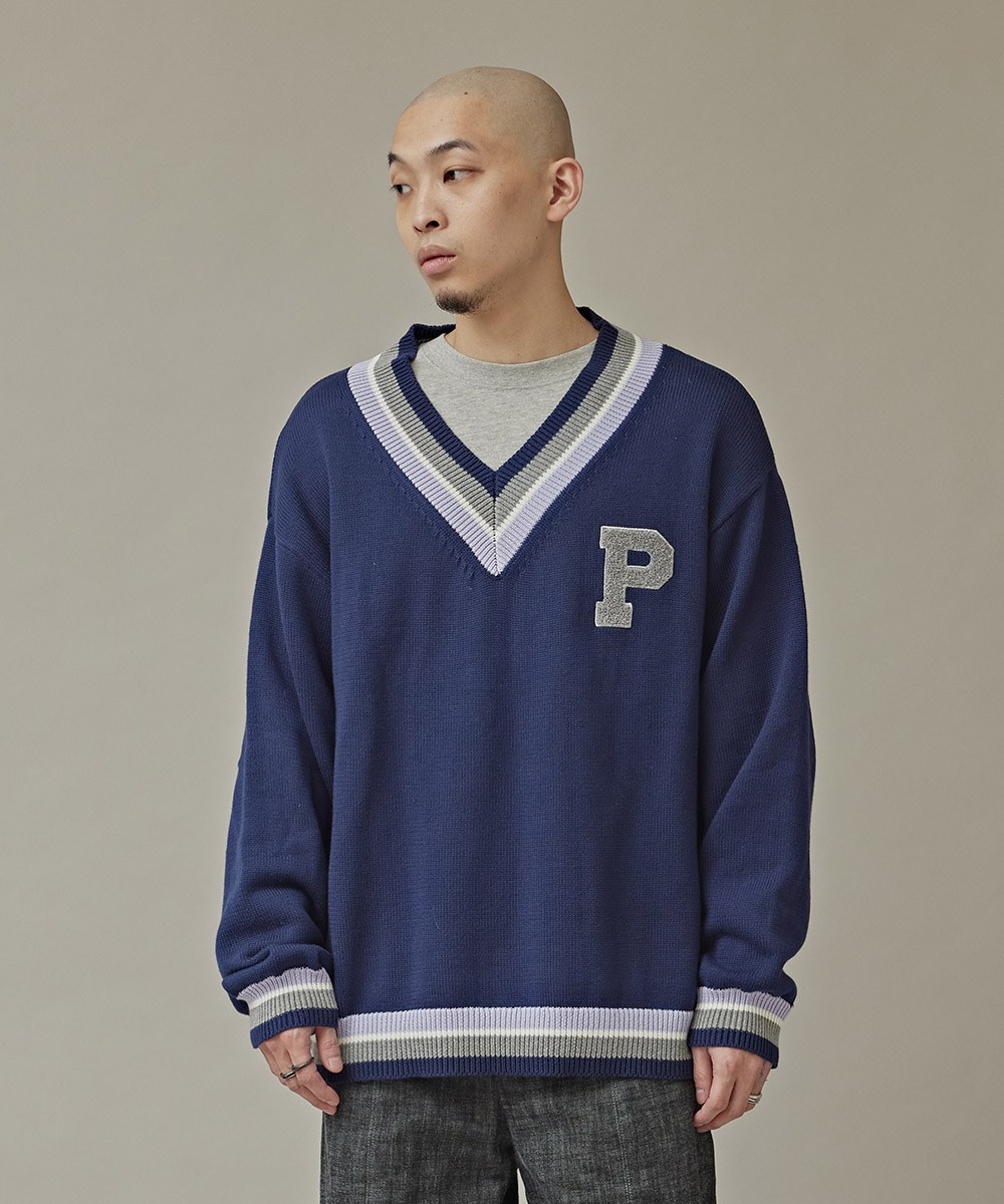 P-LOGO V領針織套頭衫