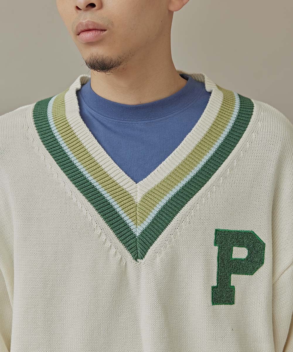 P-LOGO V領針織套頭衫
