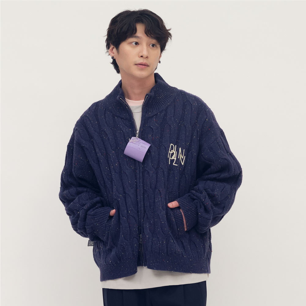 clip by clip 拉鍊麻花針織外套