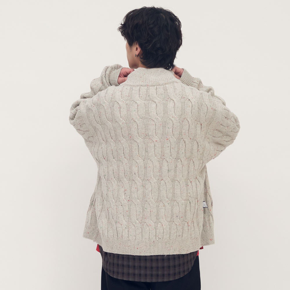 clip by clip 拉鍊麻花針織外套