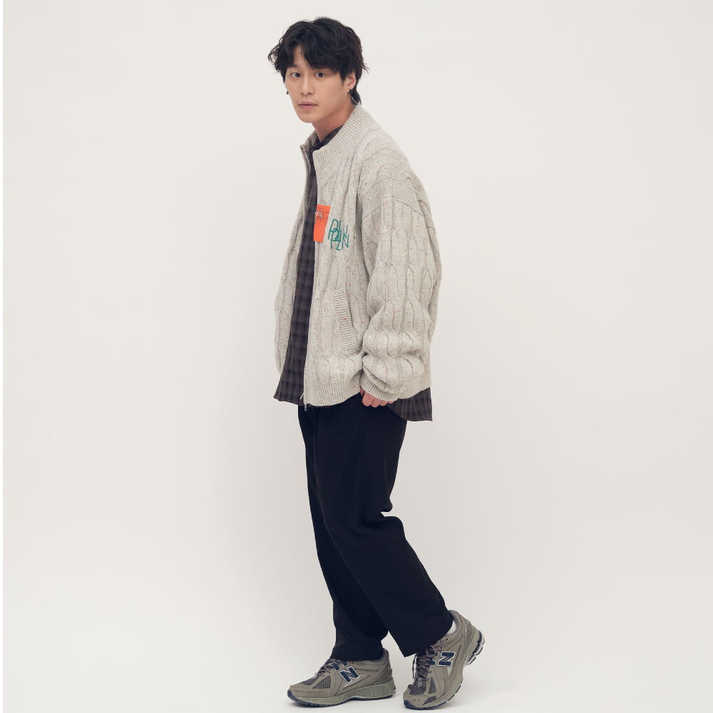 clip by clip 拉鍊麻花針織外套