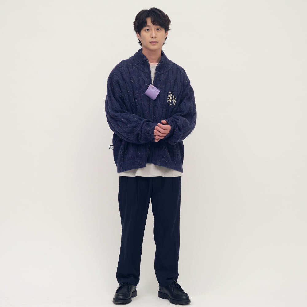 clip by clip 拉鍊麻花針織外套