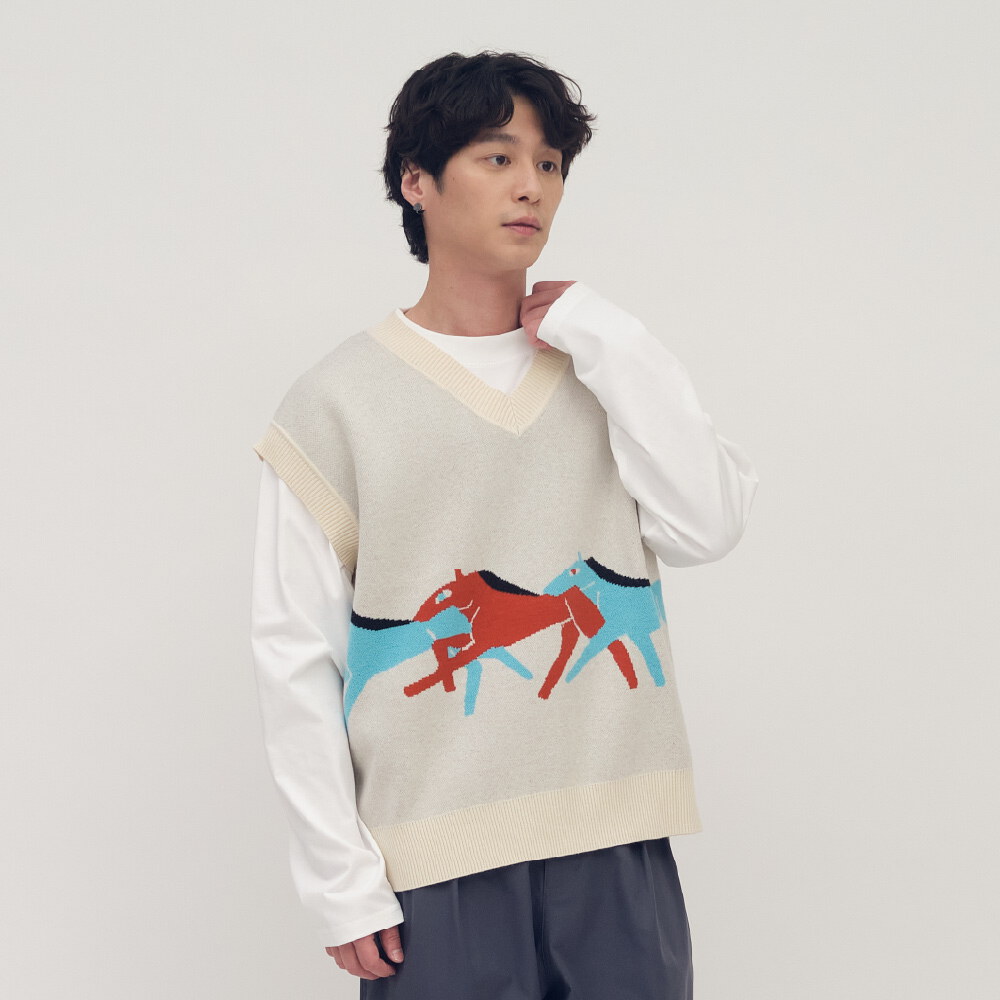 馬到成功針織背心