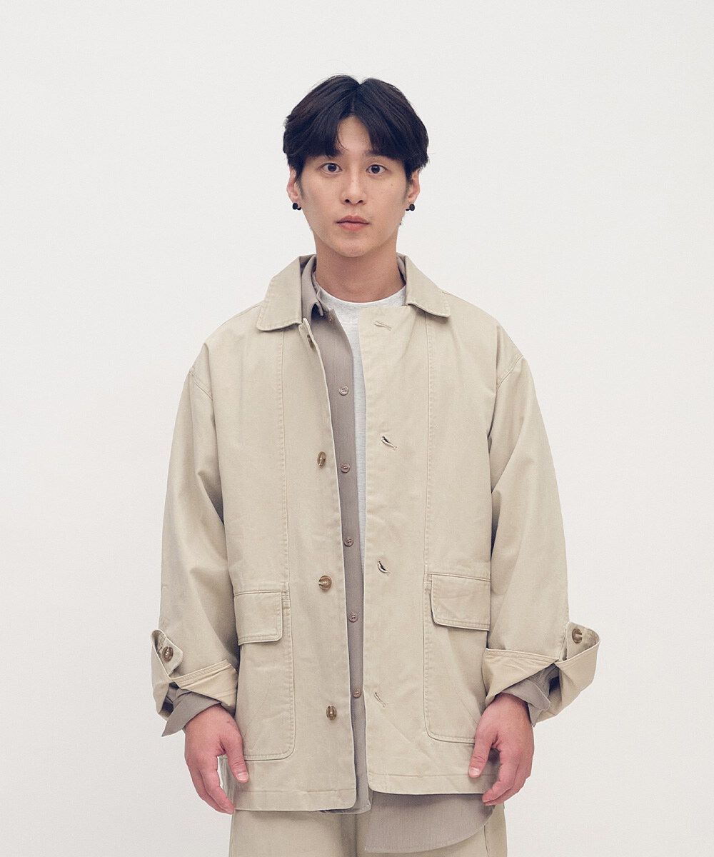 Timelly 弧線剪裁水洗夾克外套