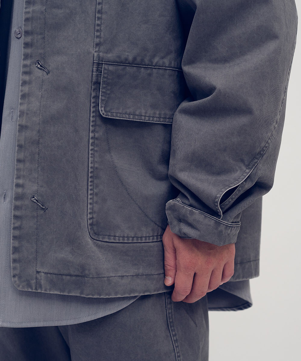 Timelly 弧線剪裁水洗夾克外套