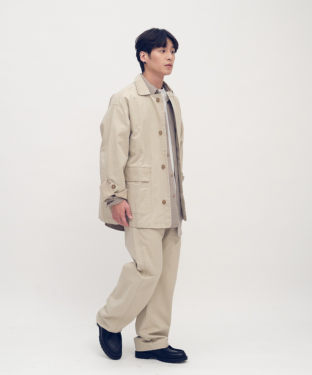 Timelly 弧線剪裁水洗夾克外套