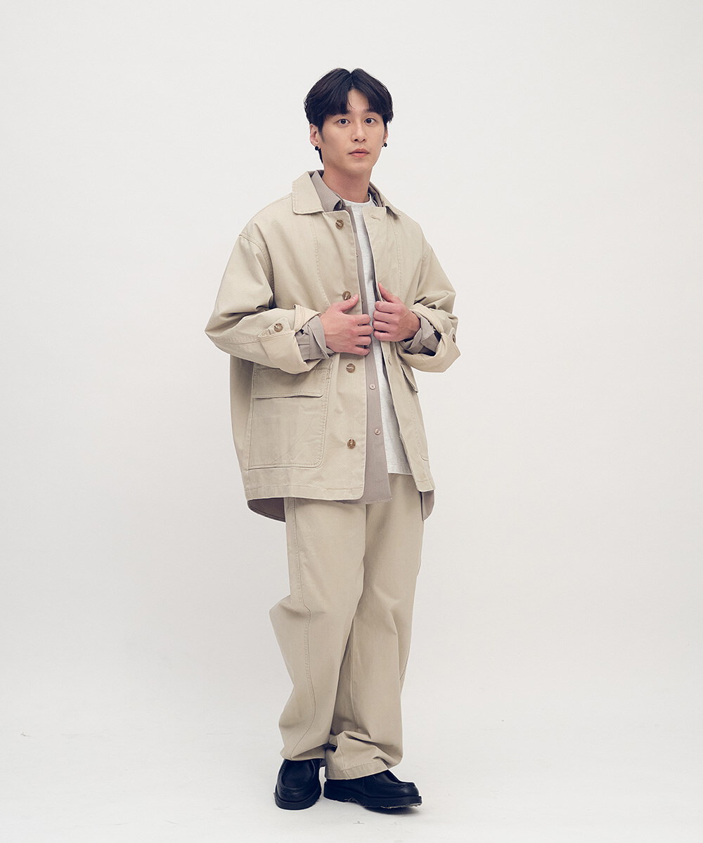 Timelly 弧線剪裁水洗夾克外套