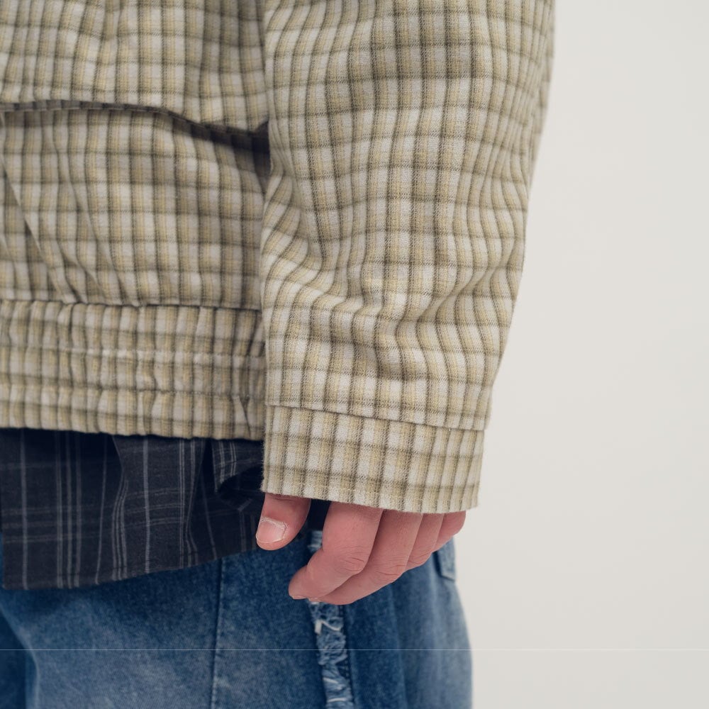 clip by clip 復古格紋立領外套