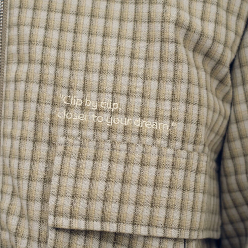 clip by clip 復古格紋立領外套