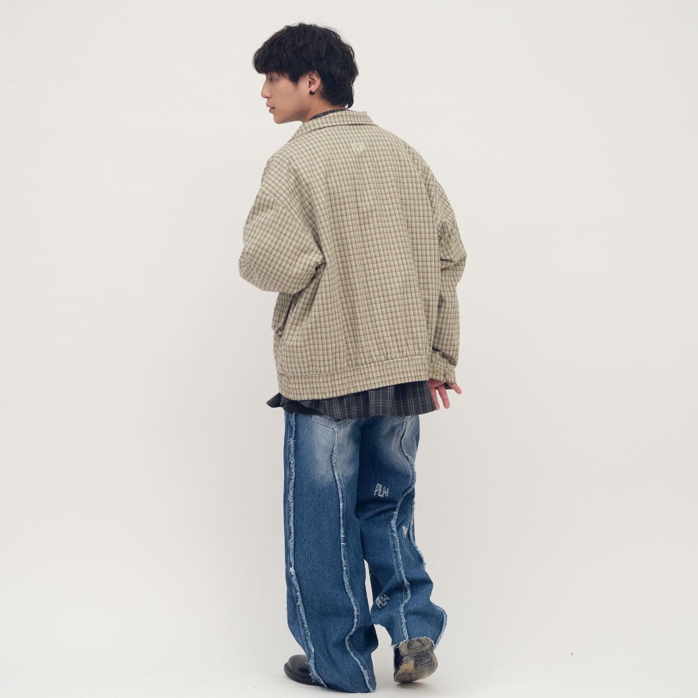 clip by clip 復古格紋立領外套