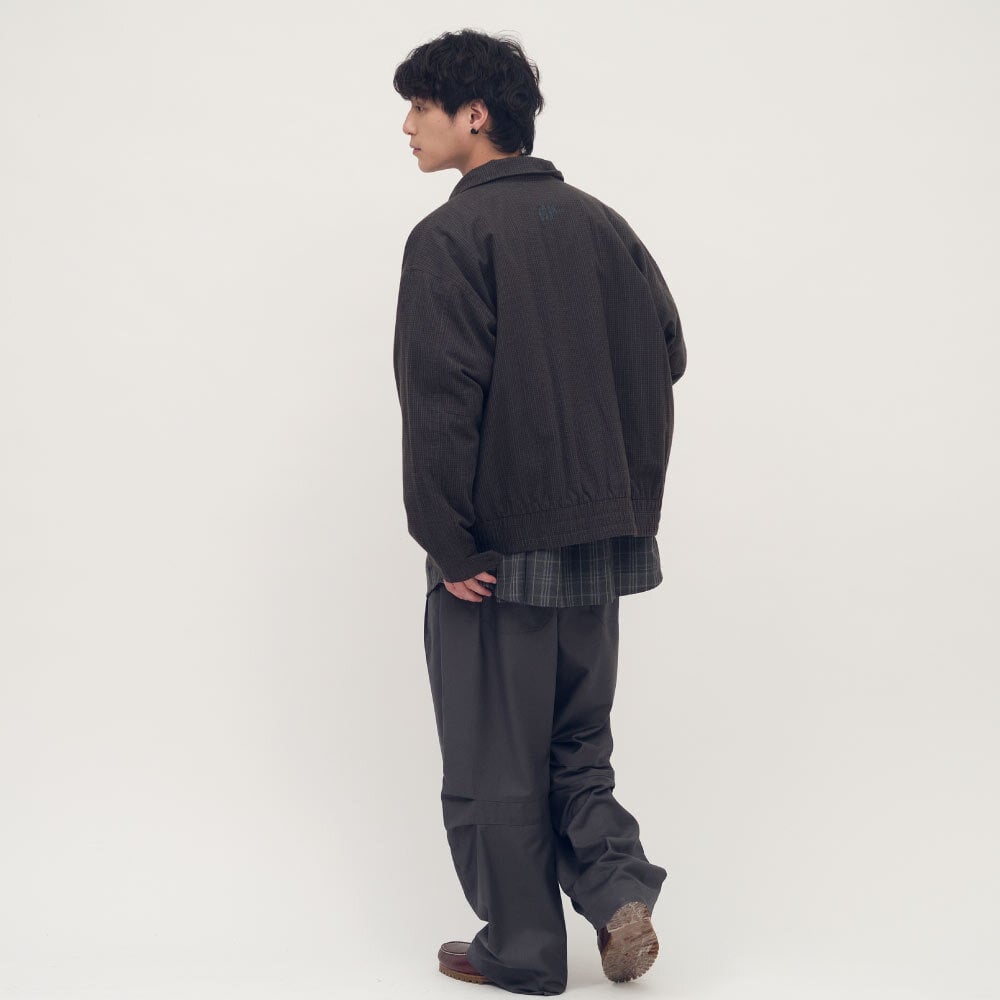 clip by clip 復古格紋立領外套