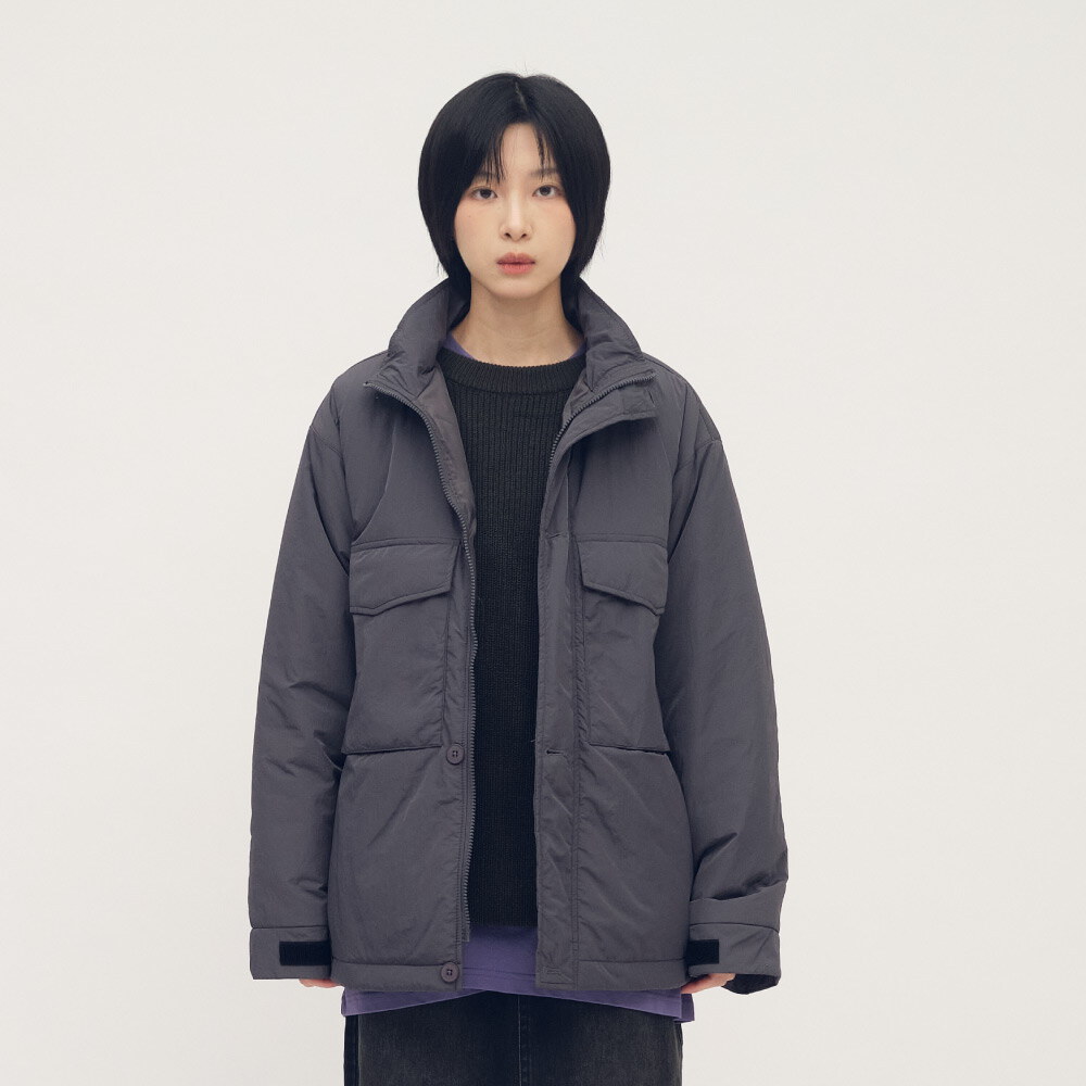 立領鋪棉大口袋外套