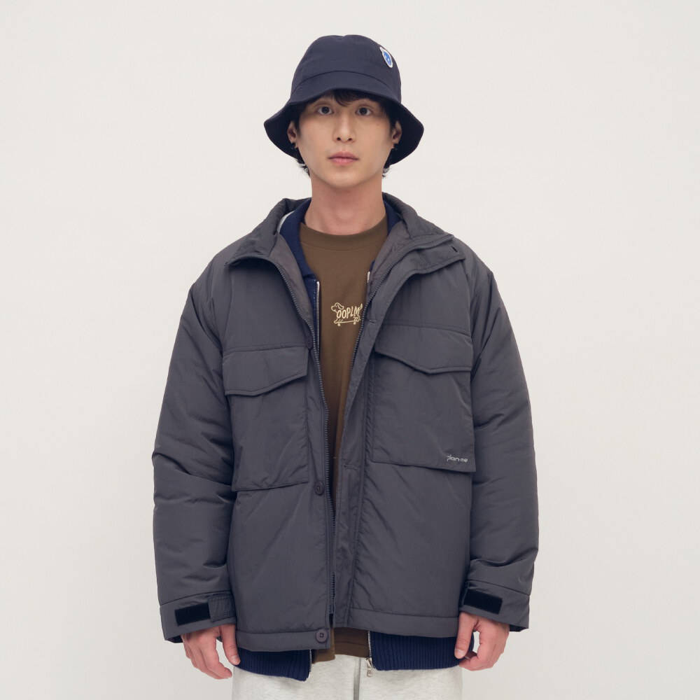 立領鋪棉大口袋外套