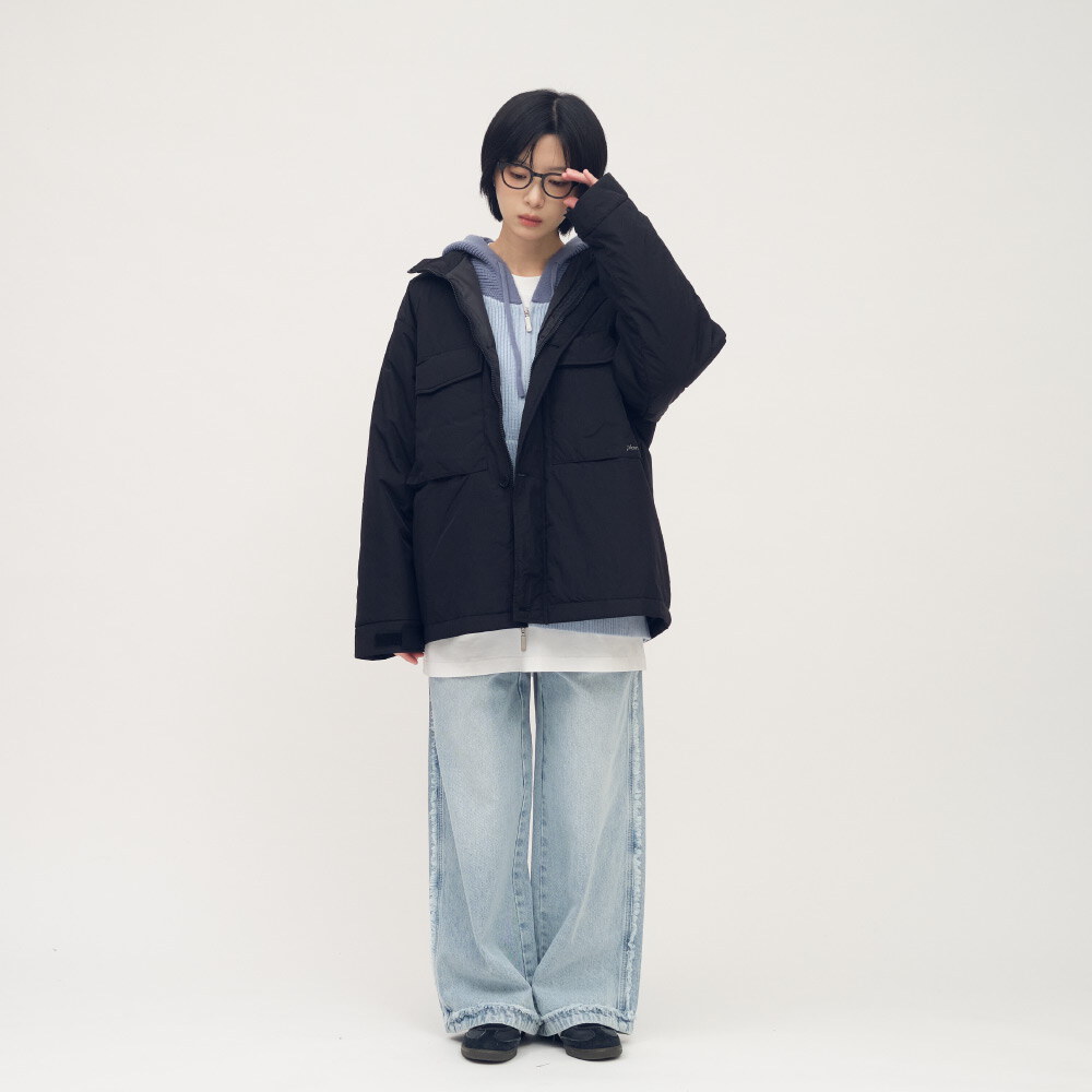 立領鋪棉大口袋外套