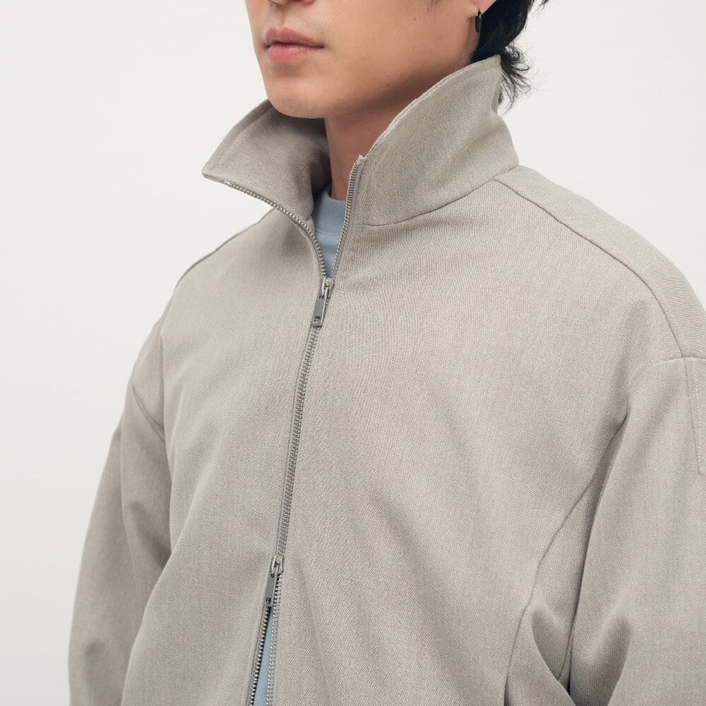 Timelly毛料立領拉鍊夾克