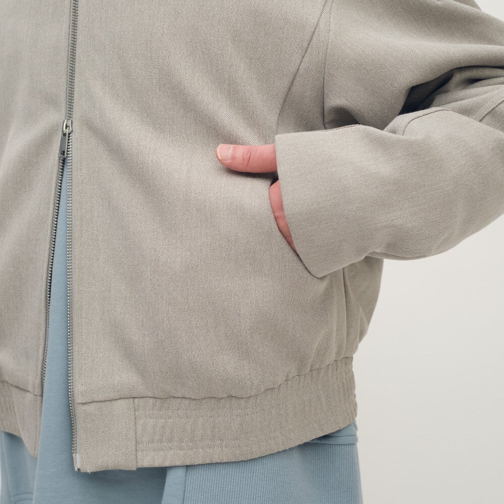 Timelly毛料立領拉鍊夾克