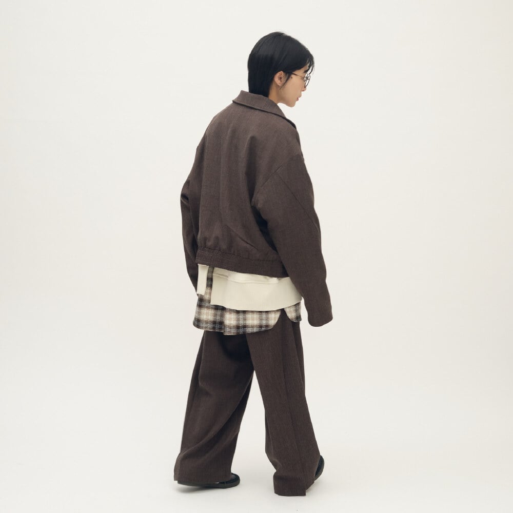 Timelly毛料立領拉鍊夾克