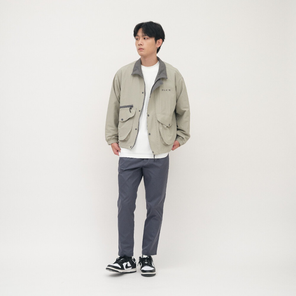 PLAIN立領拚色夾克外套