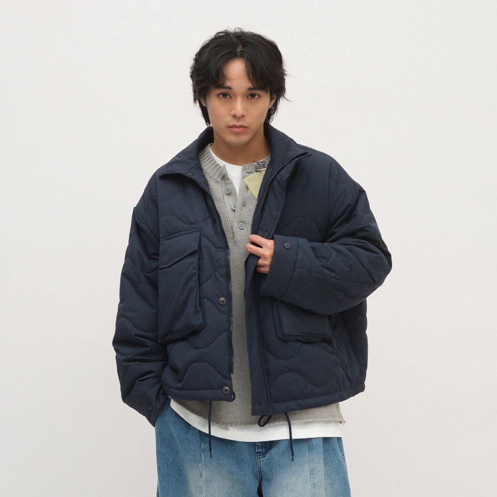 立領絎縫大口袋外套