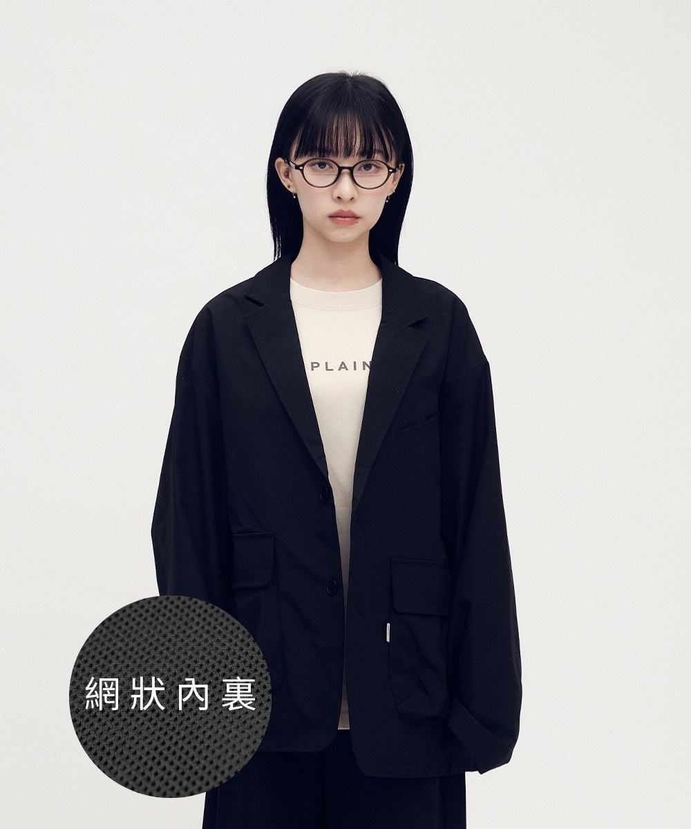 防潑水機能多口袋寬鬆西裝外套