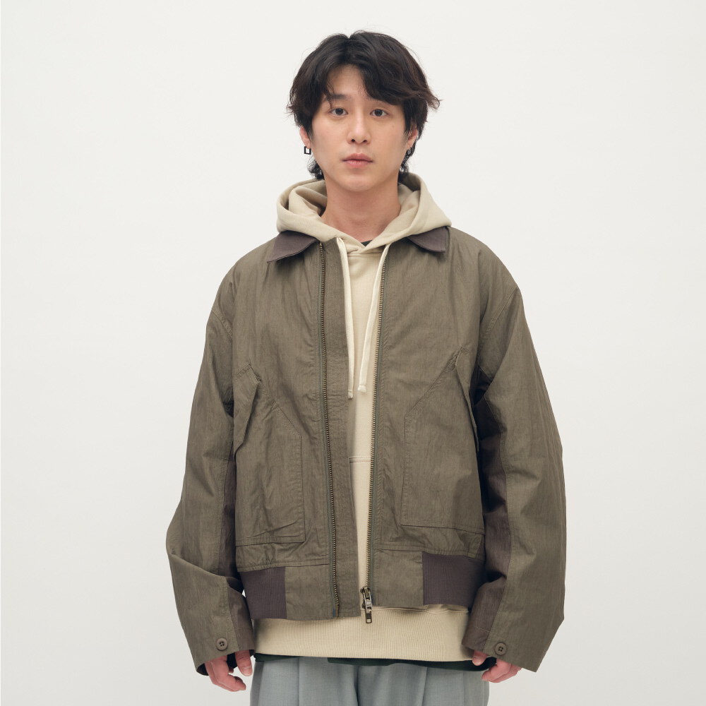 拼接軍風寬版外套