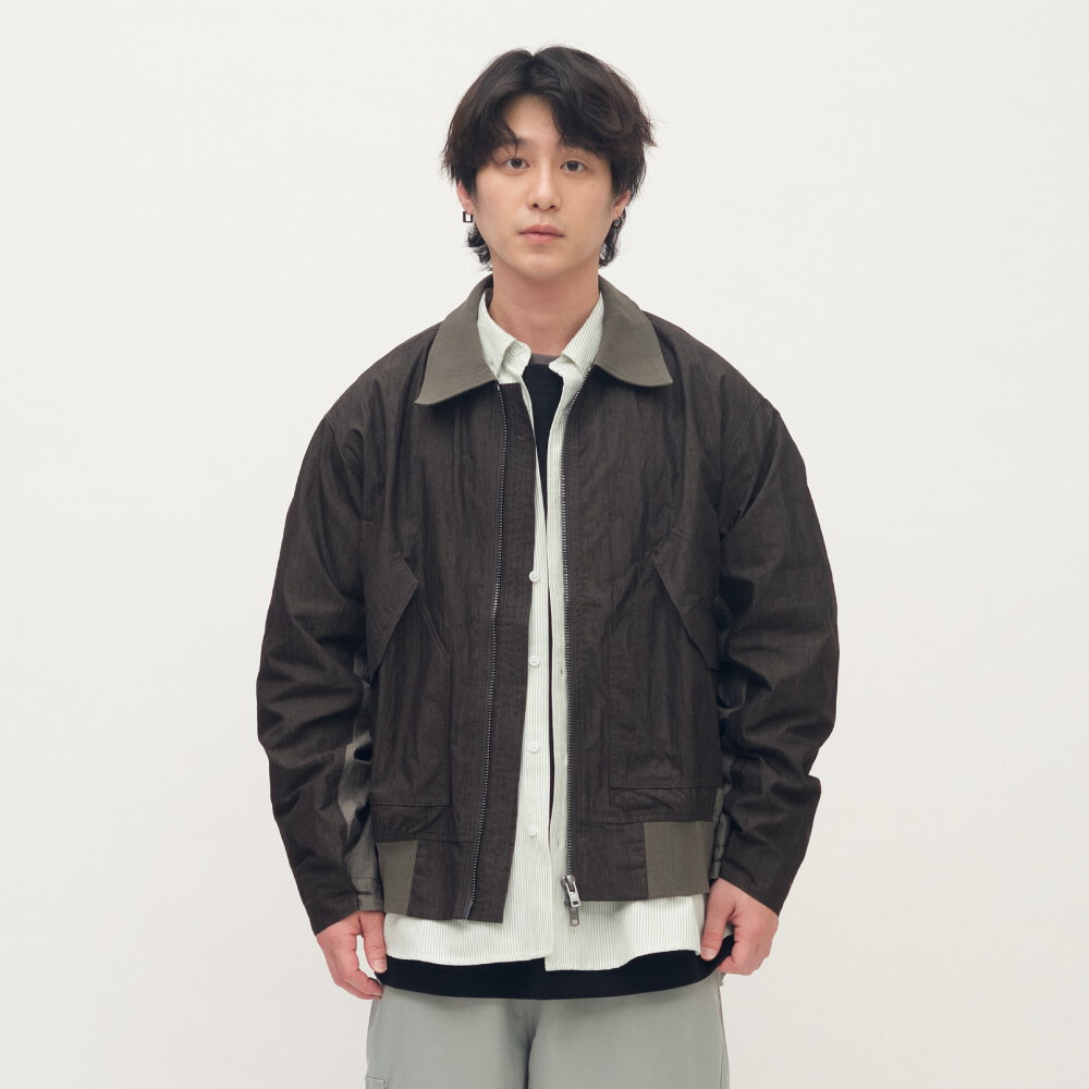 拼接軍風寬版外套