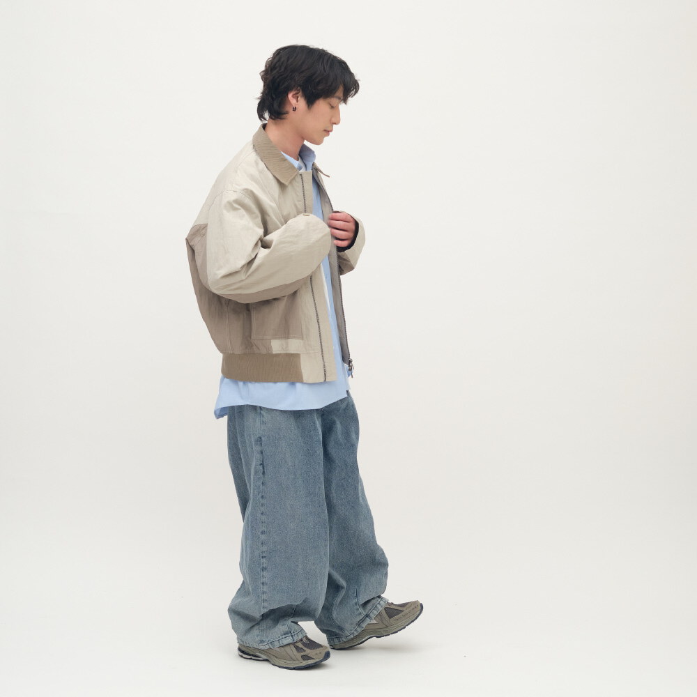 拼接軍風寬版外套