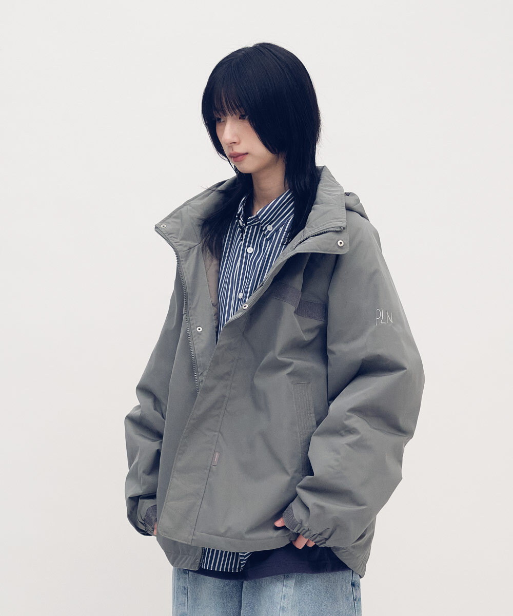 防潑水立領連帽鋪棉外套