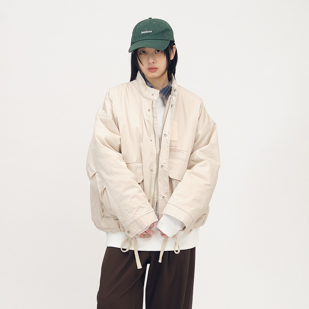 多口袋立領鋪棉外套