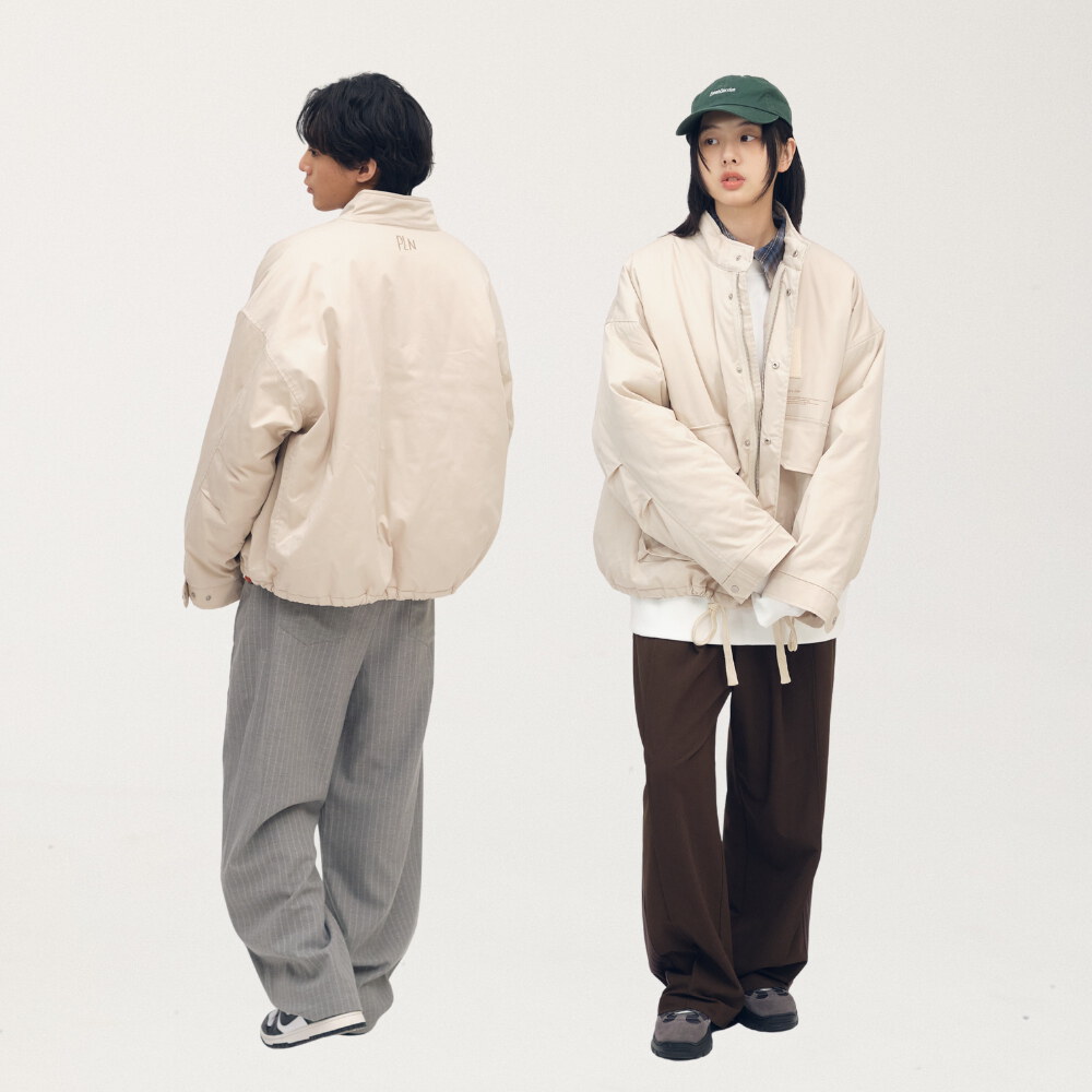 多口袋立領鋪棉外套