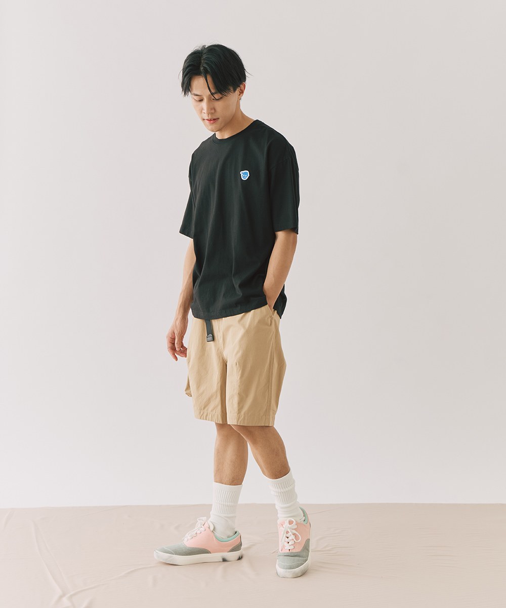 水洗棉質腰帶繭型短褲