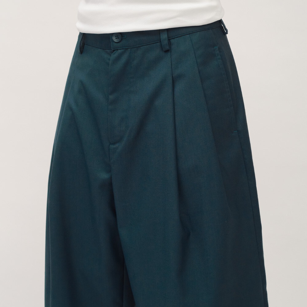 clip by clip 西料打褶七分寬褲