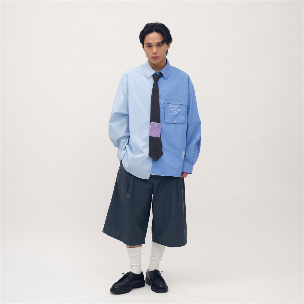 clip by clip 西料打褶七分寬褲