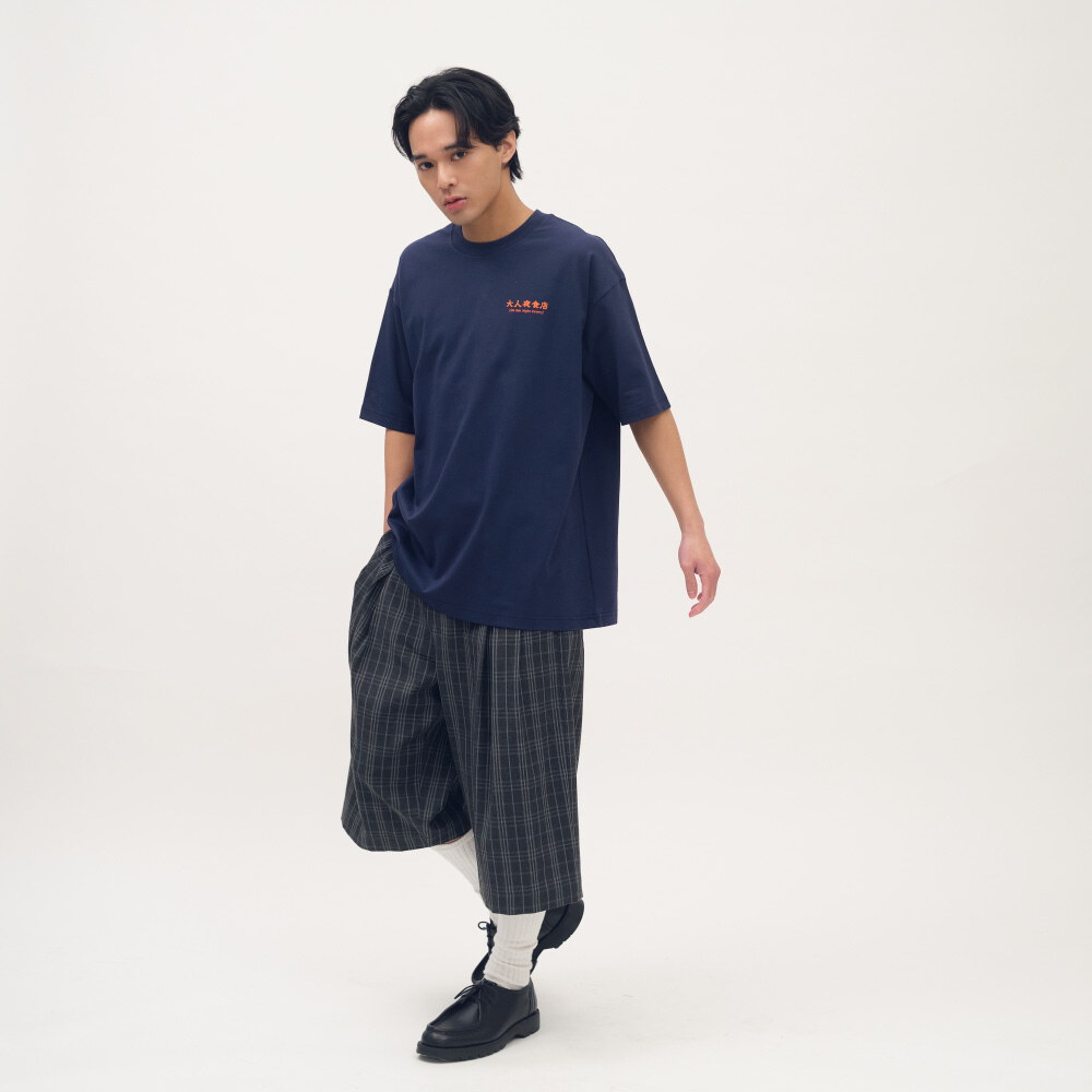 clip by clip 西料格紋打褶七分寬褲