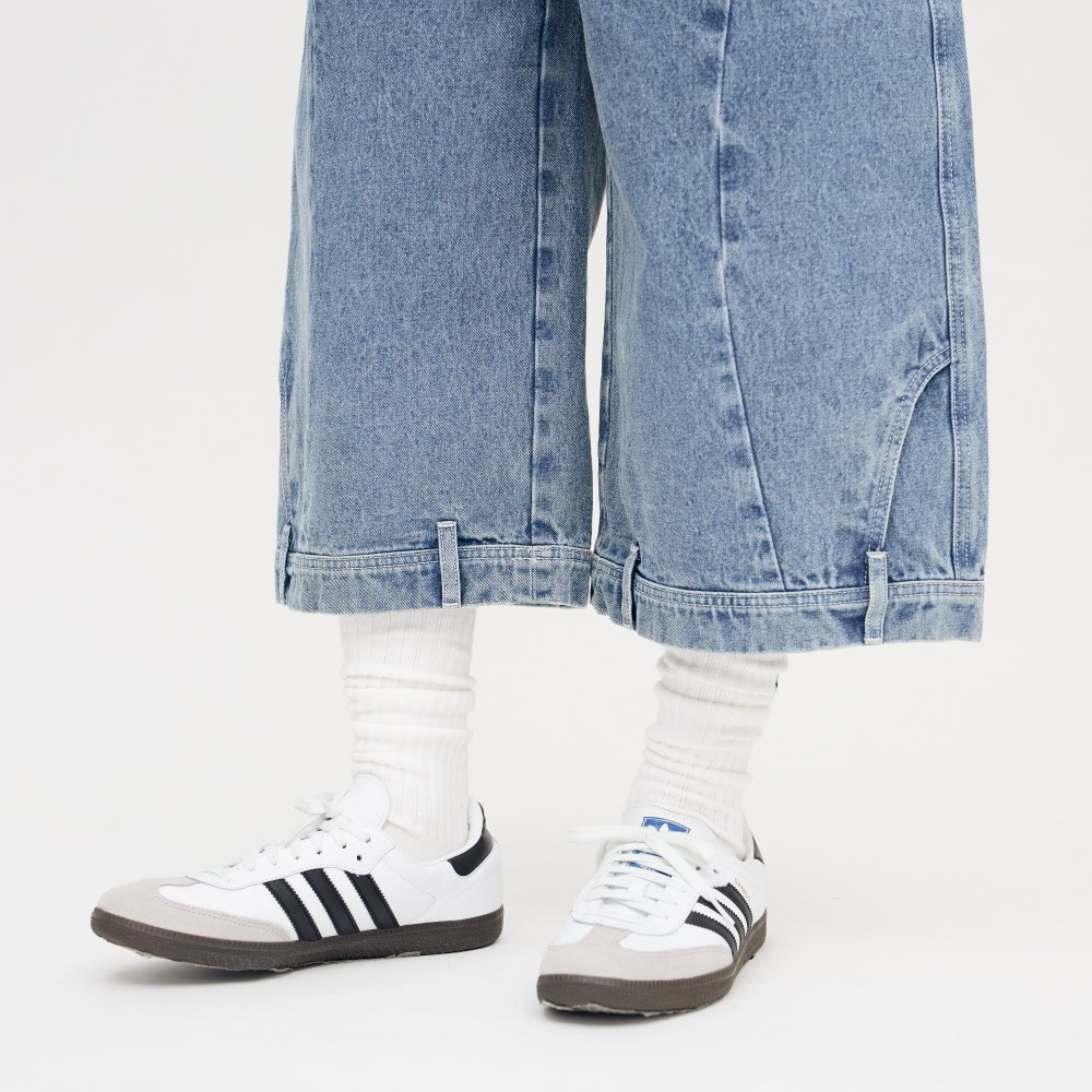 錯視拼接寬鬆牛仔短褲