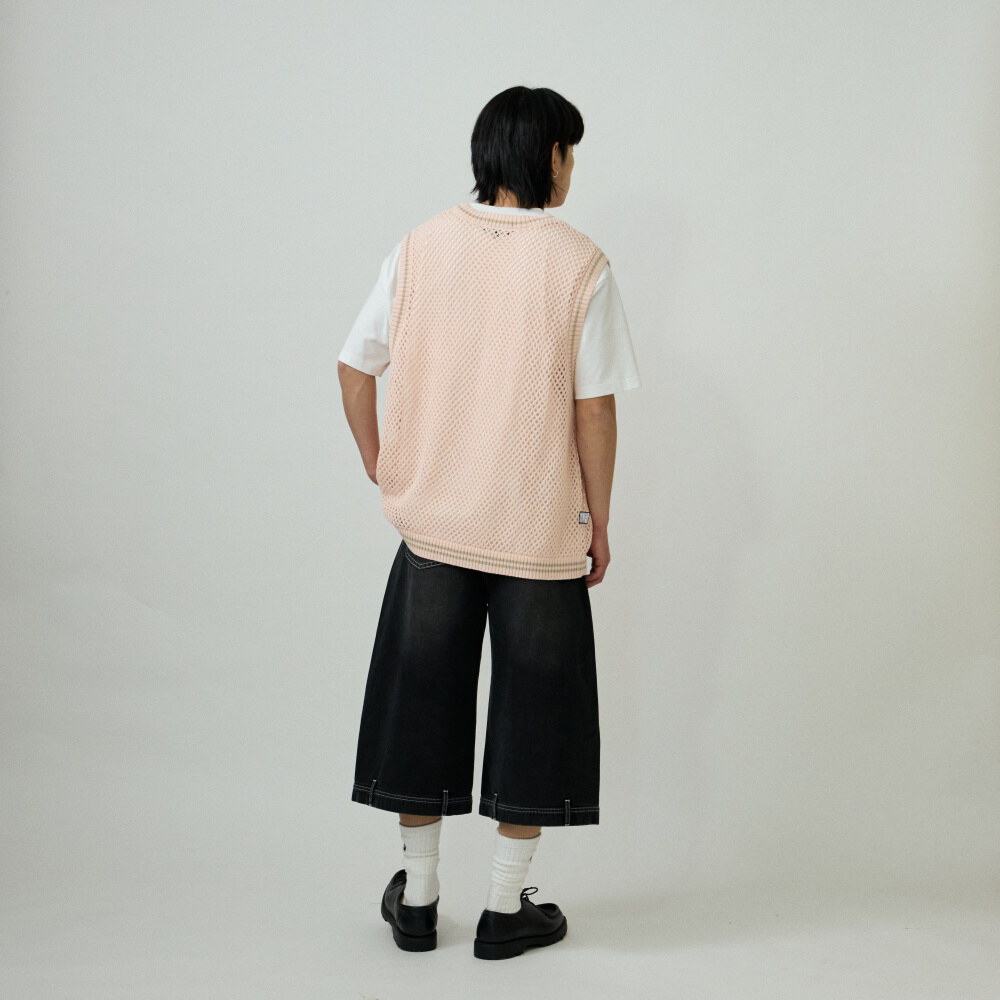 錯視拼接寬鬆牛仔短褲