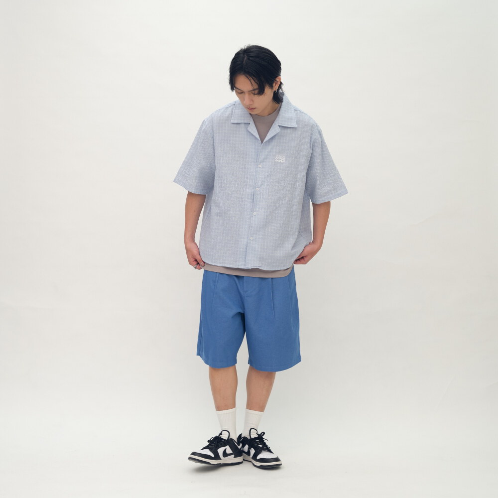 PLAIN刺繡打褶卡其短褲