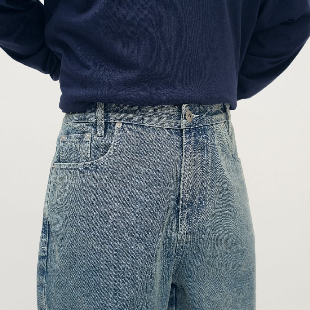 PLAIN刺繡經典直筒丹寧褲