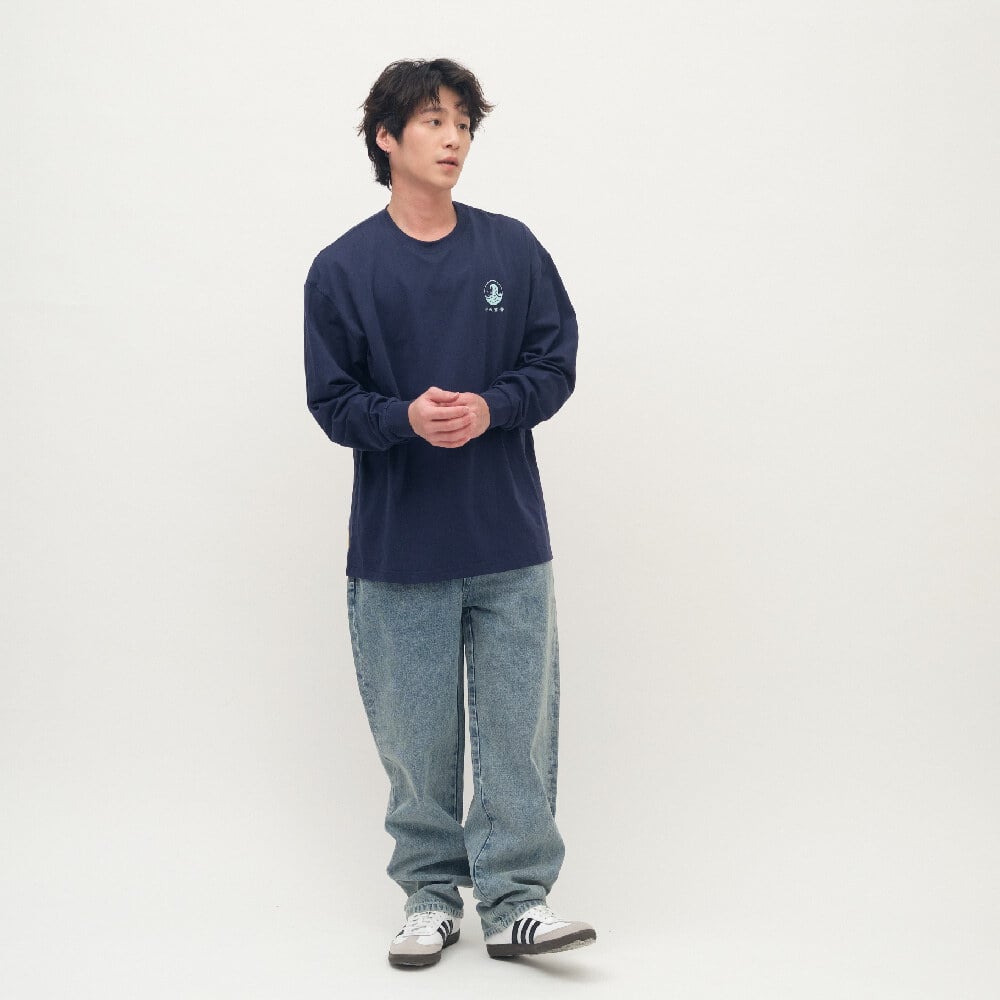 PLAIN刺繡經典直筒丹寧褲