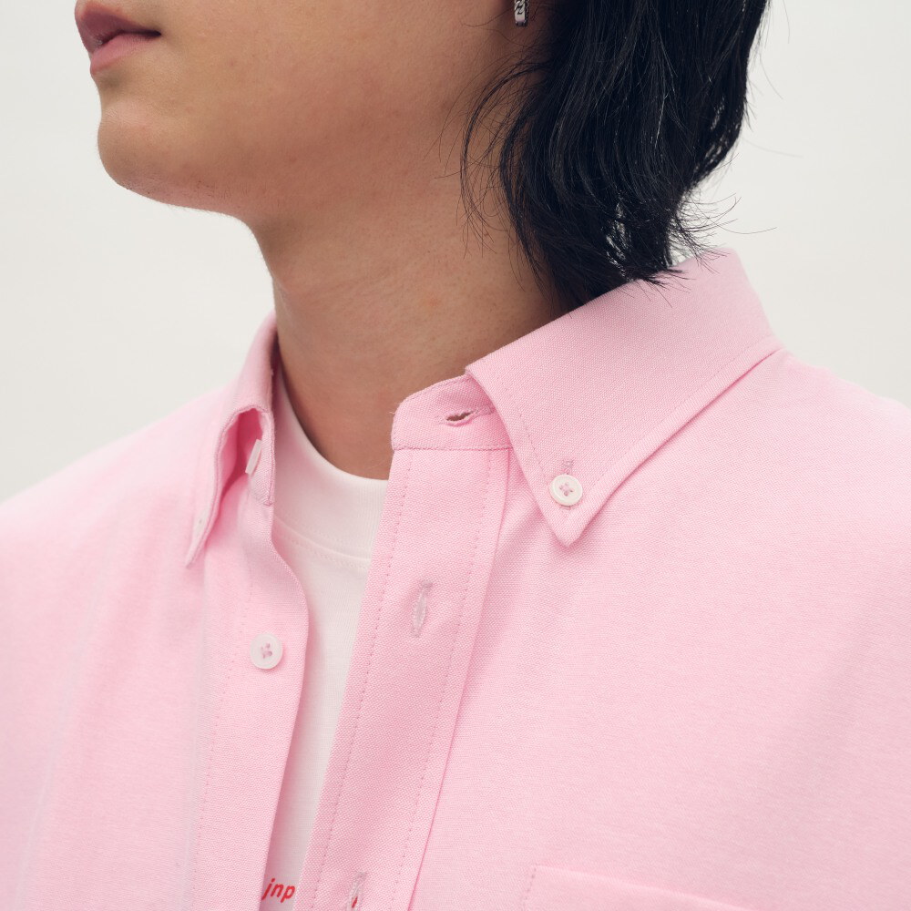 PLAIN刺繡素面口袋短袖襯衫