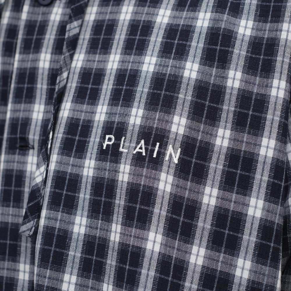 PLAIN連帽開襟格紋襯衫