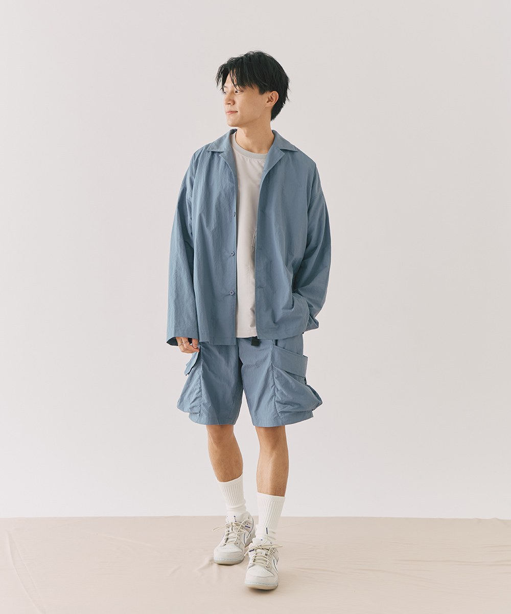 防潑水寬鬆口袋長袖襯衫