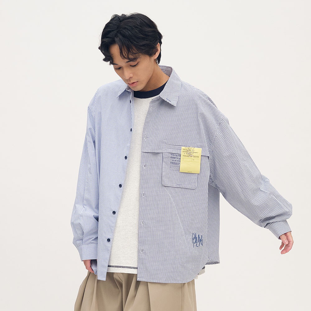 clip by clip 方格紙拼接襯衫