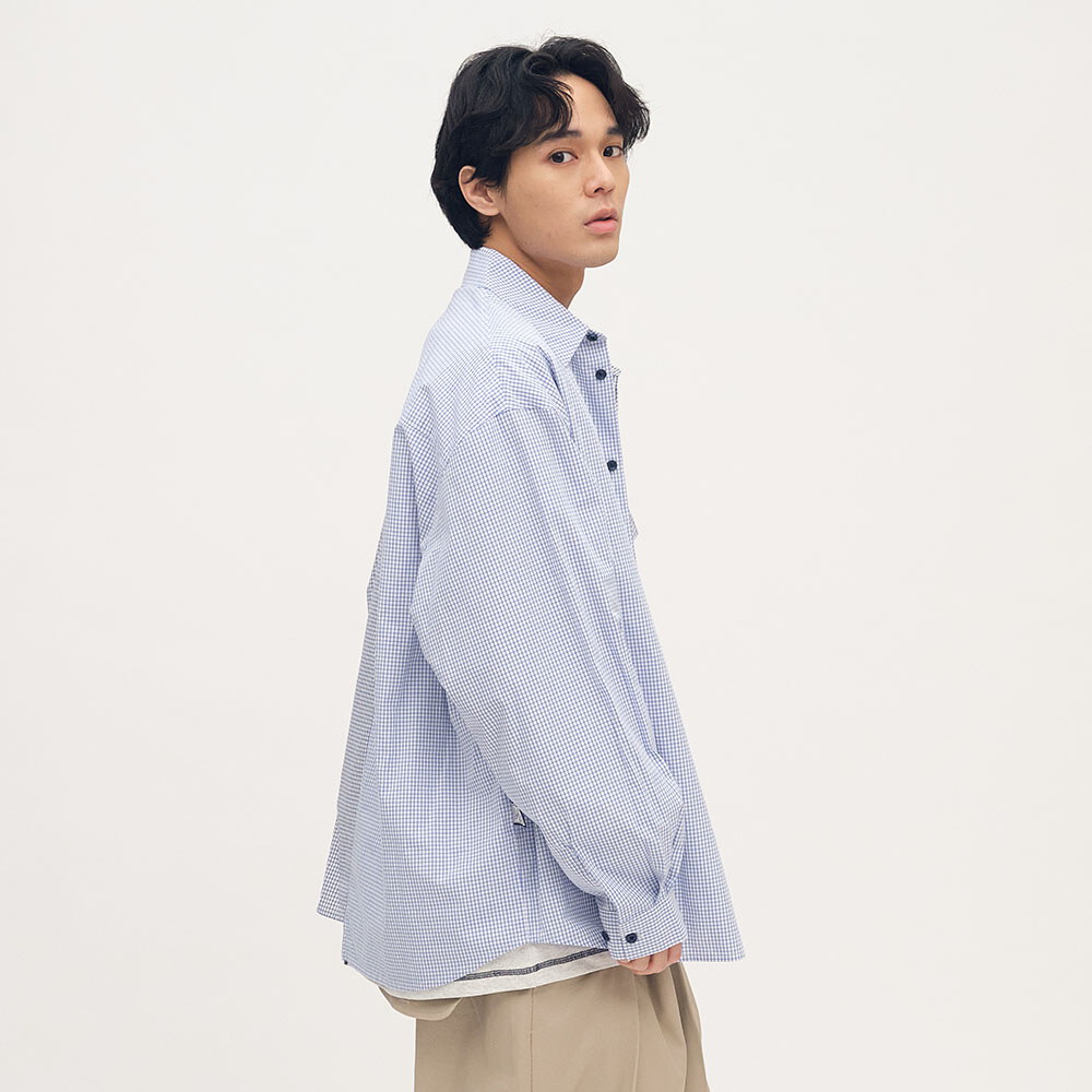 clip by clip 方格紙拼接襯衫