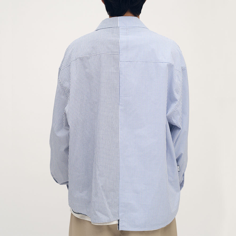 clip by clip 方格紙拼接襯衫