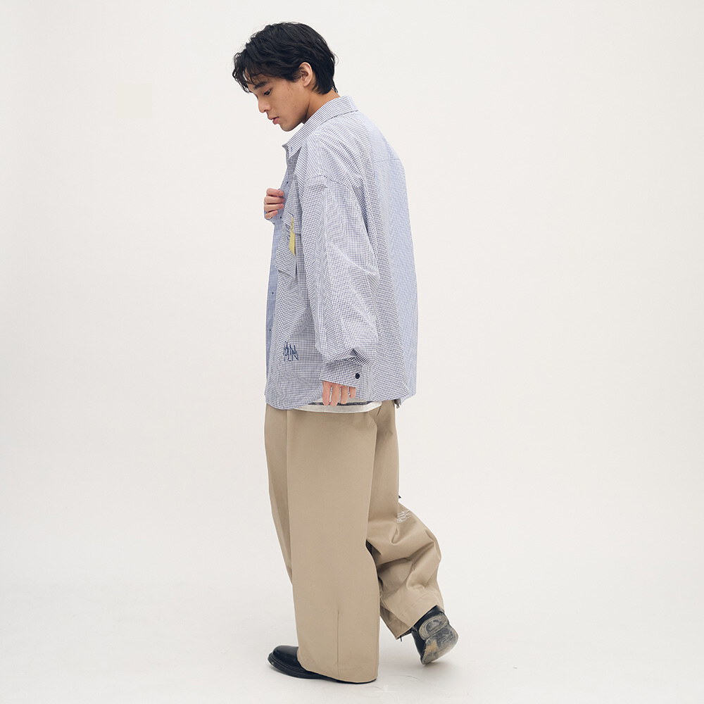 clip by clip 方格紙拼接襯衫