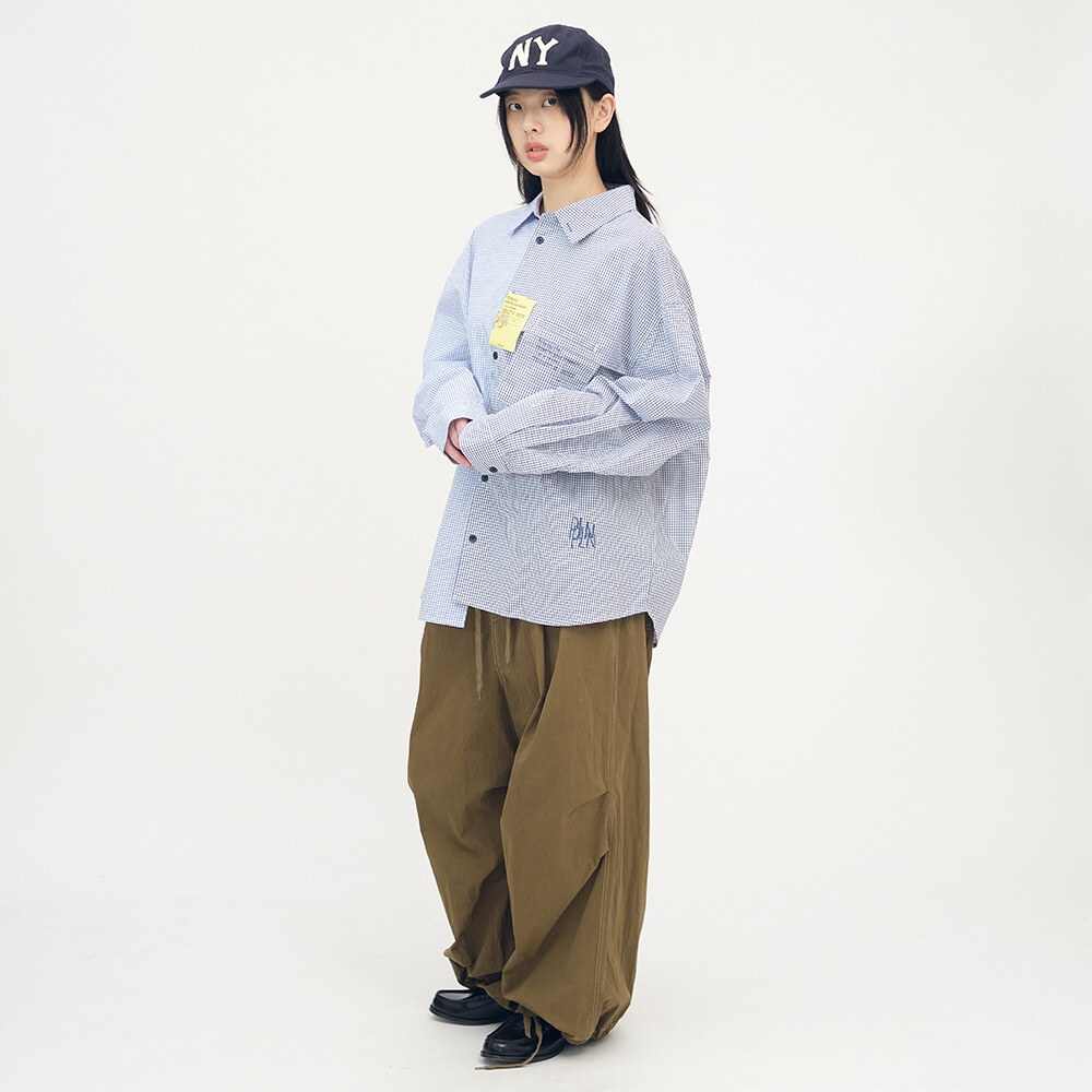 clip by clip 方格紙拼接襯衫